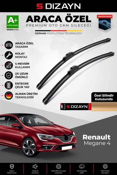 S-Dizayn Renault Megane 4 Ön Cam Silecek Seti 2016 Üzeri Premium Araca Özel 60-45 Cm  A+ Kalite ürün görseli 1