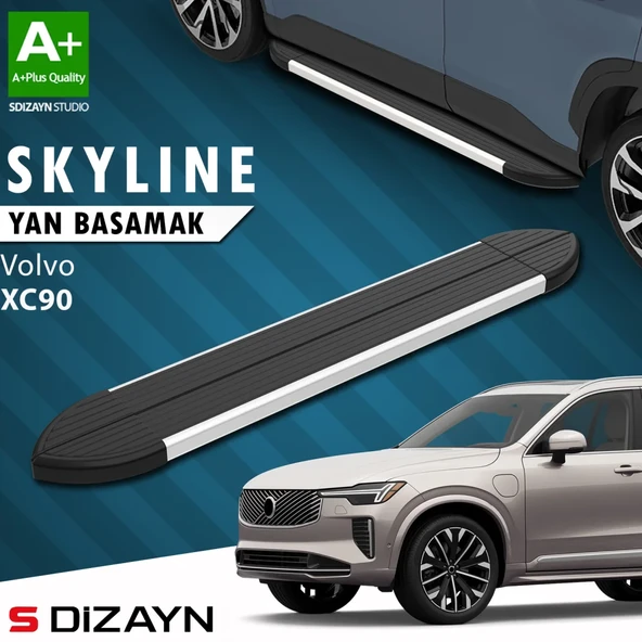S-Dizayn Volvo XC90 Makyajlı Hybrid Skyline Aluminyum Yan Basamak 203 Cm 2024 Üzeri A+ Kalite ürün görseli 1