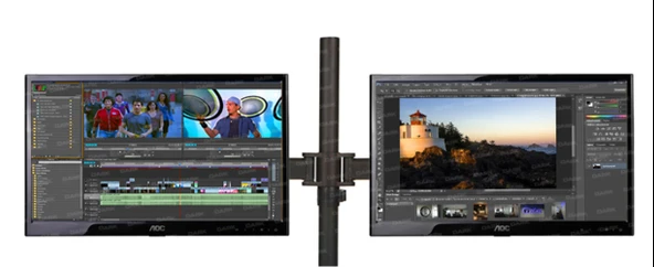 Dark DK-AC-VM26 13-27" 2 Adet Monitör Takılabilen,Yüksek A.Max.8KG Destekli,Kablo Kanallı,360°Döne ürün görseli 1