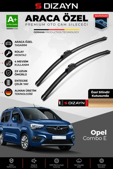 S-Dizayn Opel Combo E Ön Cam Silecek Seti 2018 Üzeri Premium Araca Özel 65-43 Cm  A+ Kalite ürün görseli 1