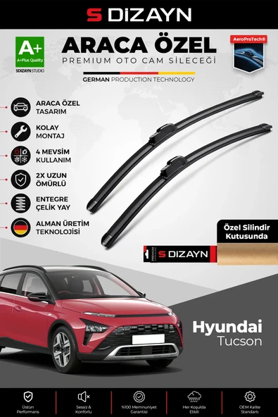 S-Dizayn Hyundai Tucson Ön Cam Silecek Seti 2020 Üzeri Premium Araca Özel 65-40 Cm  A+ Kalite ürün görseli 1