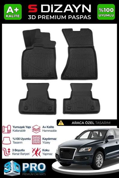 S-Dizayn Audi Q5 3D Pro Havuzlu Paspas 2009-2017 A+ Kalite ürün görseli 1