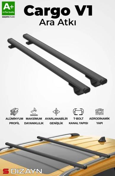 S-Dizayn Renault Kangoo S-Bar Cargo V1 Ara Atkı Tavan Taşıyıcı Barı Siyah 140 Cm 2008-2020 A+ Kalite ürün görseli 1