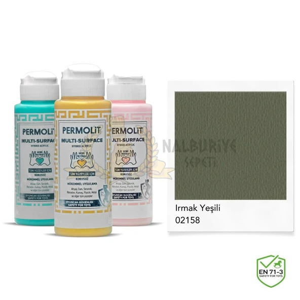 Permolit Multi Surface Akrilik Hobi Boyası IRMAK YEŞİLİ 120 ml. ürün görseli 1