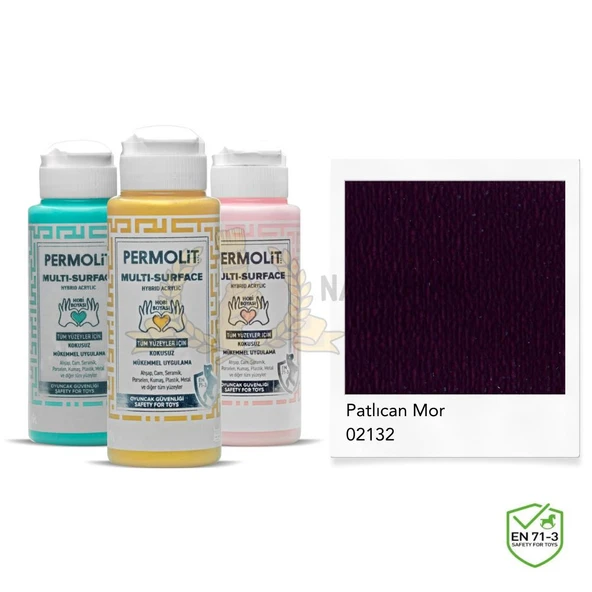 Permolit Multi Surface Akrilik Hobi Boyası PATLICAN MOR 120 ml. ürün görseli 1