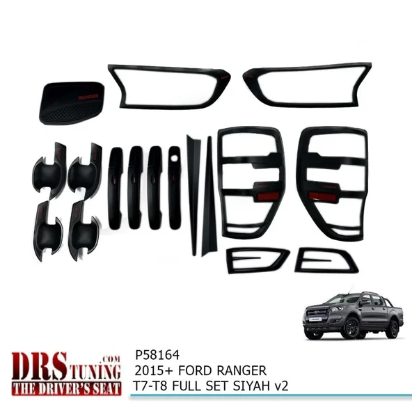 Ford Ranger 2015 Sonrası T7-T8 Siyah Kaplama Set V2 ürün görseli 1