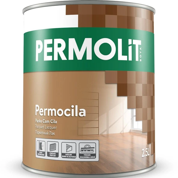 Permolit Ahşap Parke Şeffaf Parlak Cam Cila 2.5 Lt. ürün görseli 1
