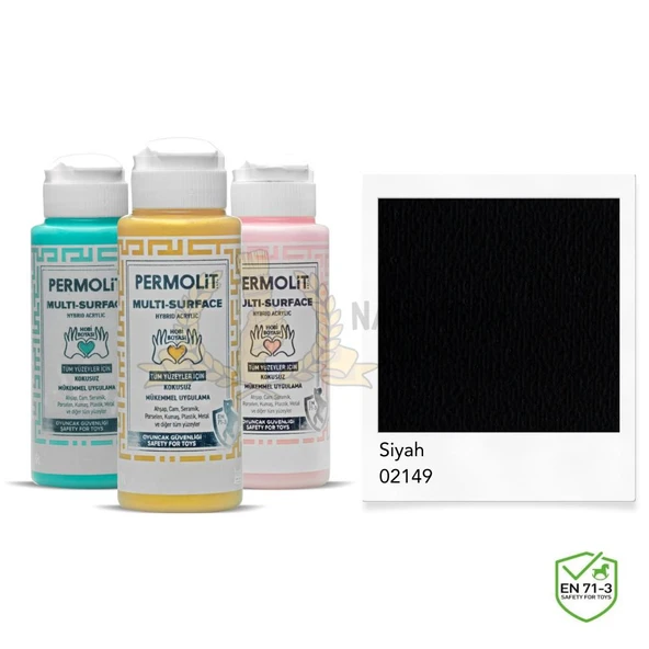 Permolit Multi Surface Akrilik Hobi Boyası SİYAH 120 ml. ürün görseli 1