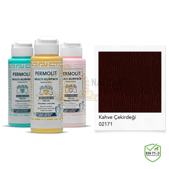 Permolit Multi Surface Akrilik Hobi Boyası KAHVE ÇEKİRDEĞİ 120 ml. ürün görseli 1