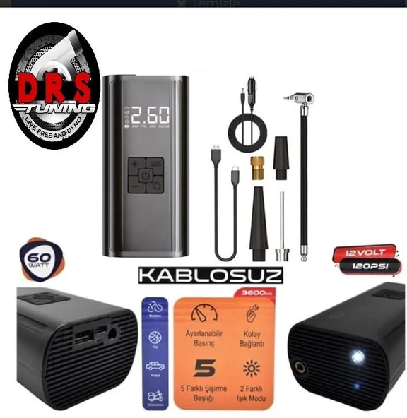 Hava Kompresör Şazlı+ Çakmaktan Usb+Typc 60W ürün görseli 1