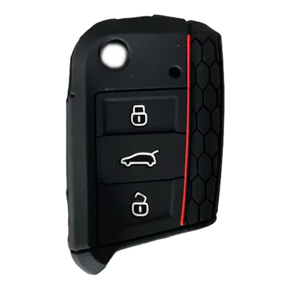 Silikon Anahtar Kabı- Volkswagen/Golf7 Siyah-Kırmızı Çizgili / Sypd53 ürün görseli 1