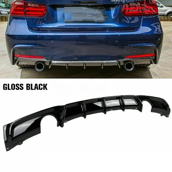 Bmw F30 Uyumlu (2012-2018) M Performance Sağ Sol Tek Çıkış Difüzör (Parlak Siyah) ürün görseli 1