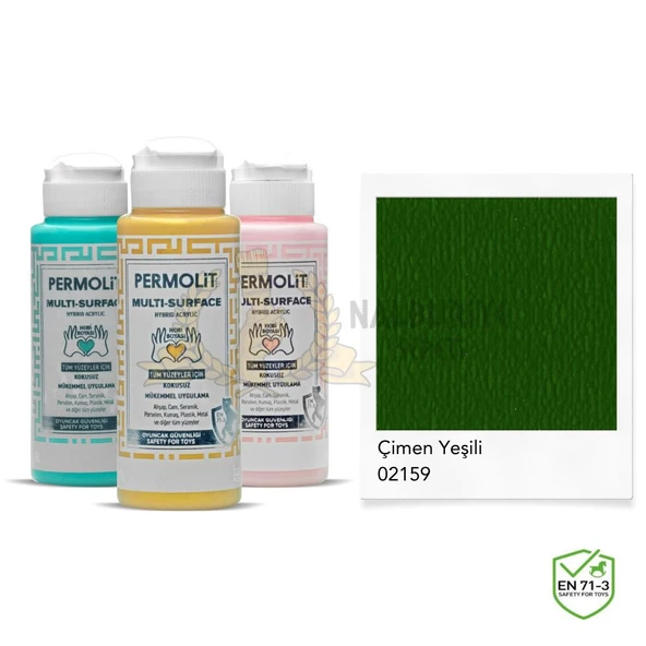 Permolit Multi Surface Akrilik Hobi Boyası ÇİMEN YEŞİL 120 ml. ürün görseli 1