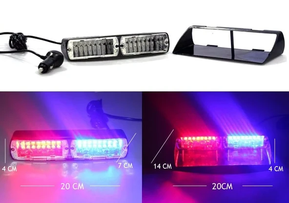 Flaş Led Çakarlı 16W Kırmızı-Mavi 8 Fonksiyonlu / Lapa176 ürün görseli 1