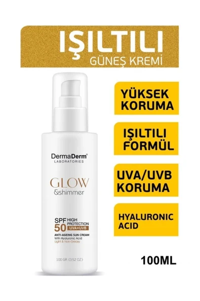 Glow Yüz ve Vücut İçin Işıltılı Simli Güneş Kremi Spf 50 UVA/UVB ürün görseli 1