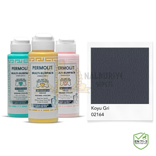 Permolit Multi Surface Akrilik Hobi Boyası KOYU GRİ 120 ml. ürün görseli 1