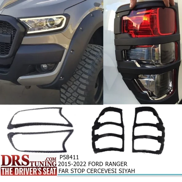 Ford Ranger 2015-2020 Far Ve Stop Çerçevesi Kaplama Siyah ürün görseli 1