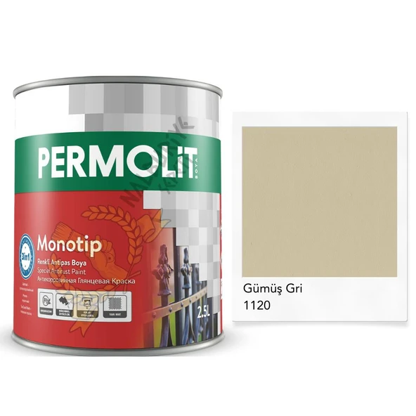 Permolit Monotip Astarlı Antipas Boya GÜMÜŞ GRİ 2.5 Lt. ürün görseli 1