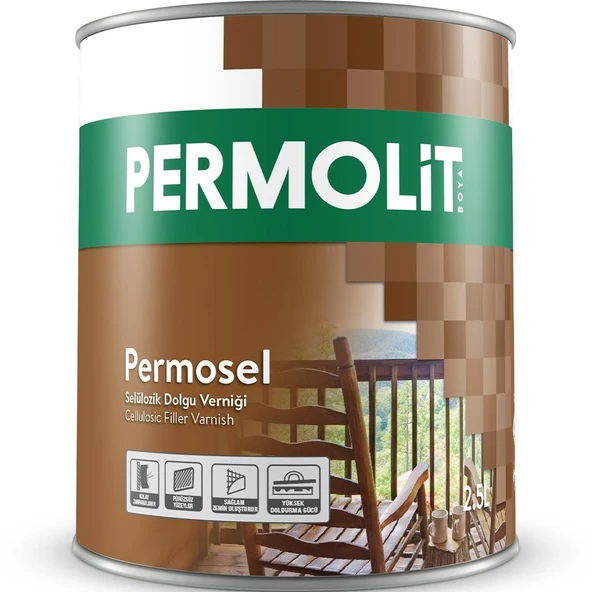 Permolit Selülozik Ahşap Dolgu Verniği 2.5 Lt. ürün görseli 1
