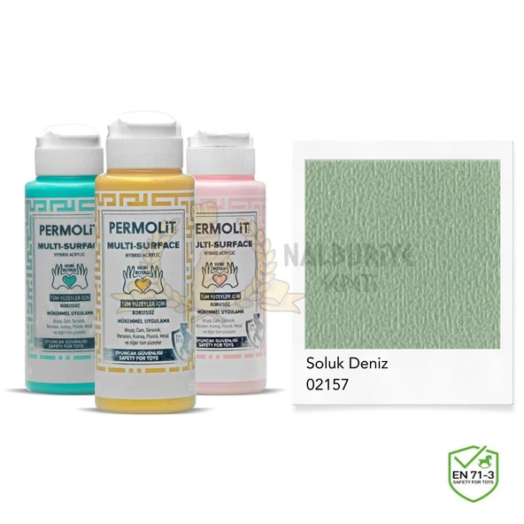 Permolit Multi Surface Akrilik Hobi Boyası SOLUK DENİZ MAVİ 120 ml. ürün görseli 1