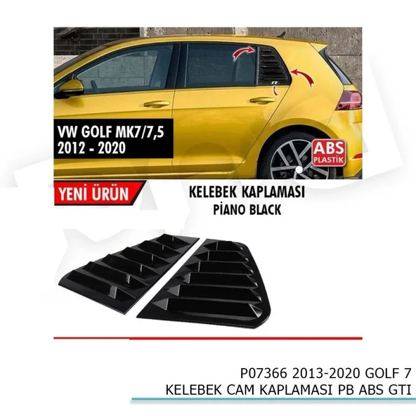 Volkswagen Golf Uyumlu 7 - 45419 Kelebek Cam Kaplama Vizörü Parlak Siyah Parça ürün görseli 1