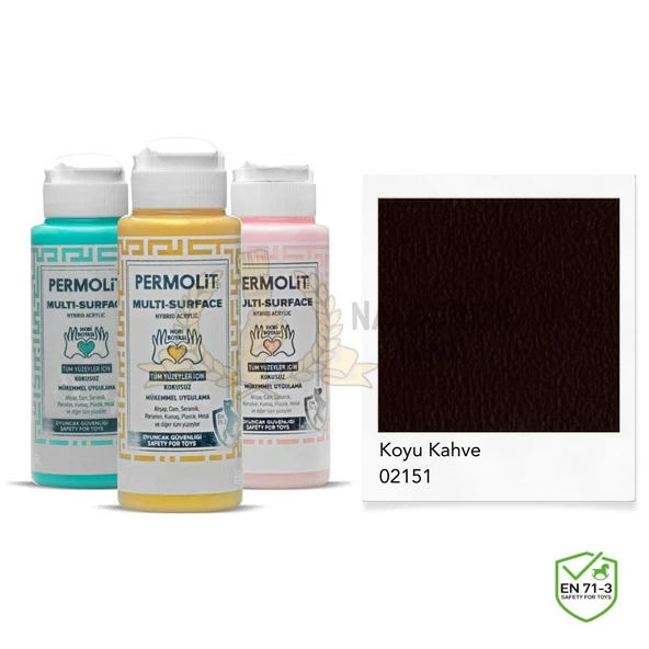 Permolit Multi Surface Akrilik Hobi Boyası KOYU KAHVE 120 ml. ürün görseli 1
