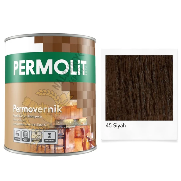 Permolit Sentetik Vernikli Ahşap Koruyucu Boya SİYAH 0.75 Lt. ürün görseli 1