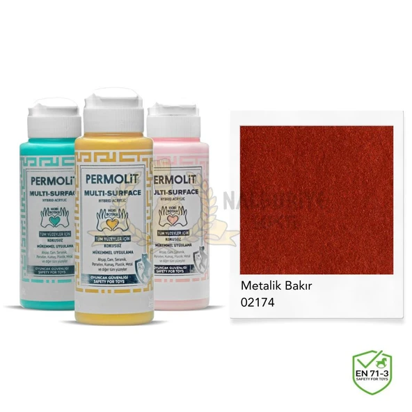 Permolit Multi Surface Akrilik Hobi Boyası METALİK BAKIR 120 ml. ürün görseli 1