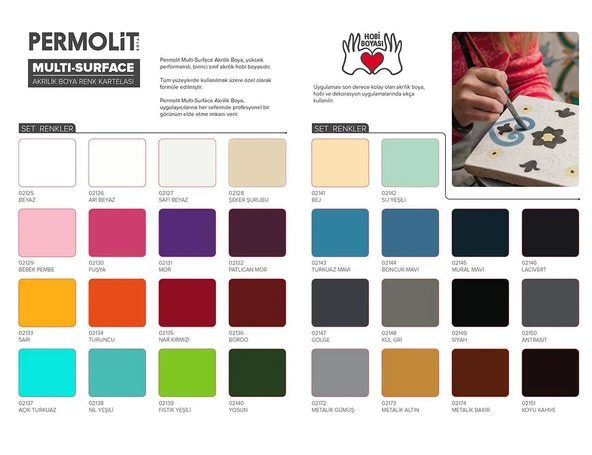 Permolit Multi Surface Akrilik Hobi Boyası DUMAN GRİ 120 ml. - Resim 4