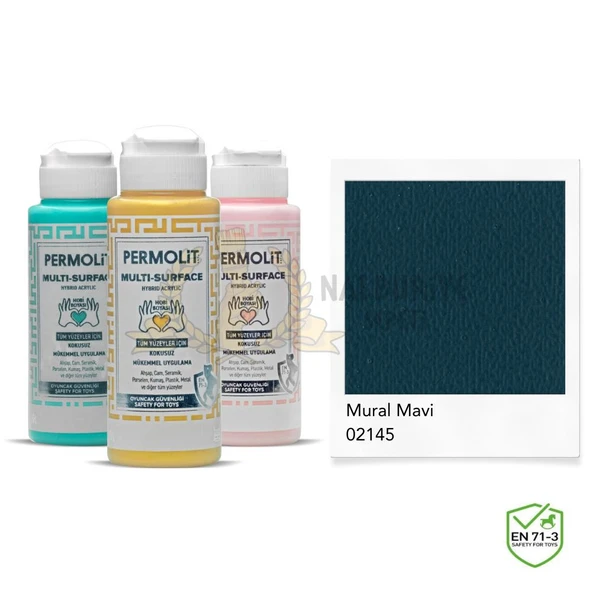 Permolit Multi Surface Akrilik Hobi Boyası MURAL MAVİ 120 ml. ürün görseli 1