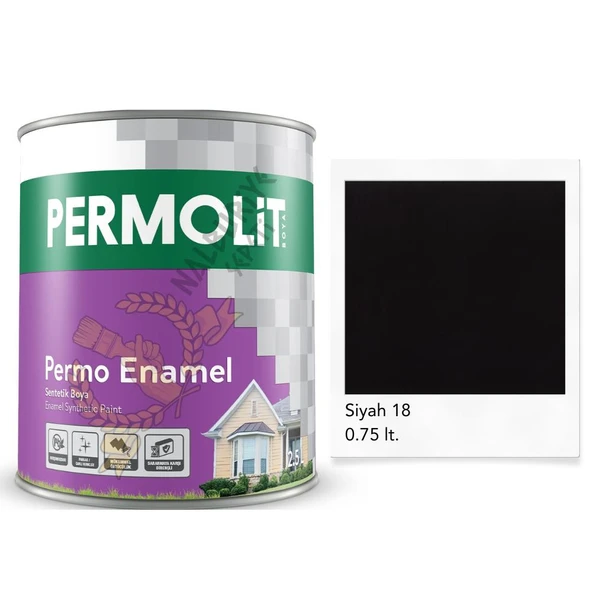 Permolit Enamel Sentetik Yağlı Boya SİYAH 0.75 Lt. ürün görseli 1