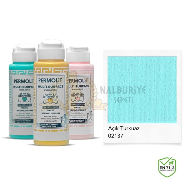 Permolit Multi Surface Akrilik Hobi Boyası AÇIK TURKUAZ 120 ml. ürün görseli 1
