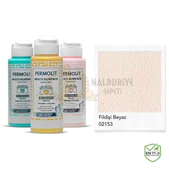 Permolit Multi Surface Akrilik Hobi Boyası FİLDİŞİ BEYAZ 120 ml. ürün görseli 1