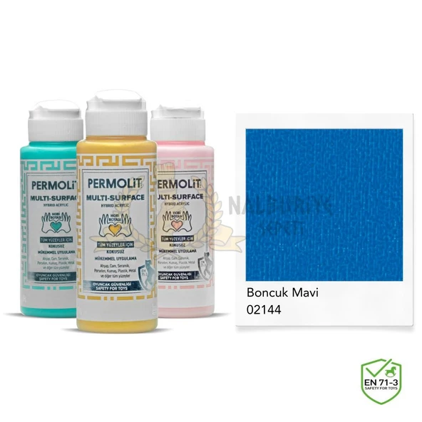 Permolit Multi Surface Akrilik Hobi Boyası BONCUK MAVİ 120 ml. ürün görseli 1