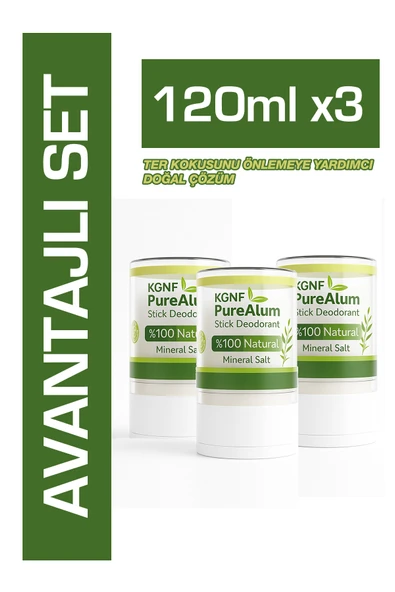 Kristal Roll On Deodorant Pure Alum 120gr 3 Adet Doğal Mineral Tuz Ter Karşıtı Taş Deodorant BÜYÜK ürün görseli 1
