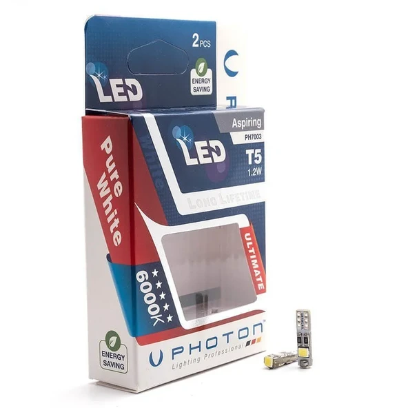 T5 12/24V Uyumlu 1.2W Canbus 3'Lü Ph7003 LED ürün görseli 1