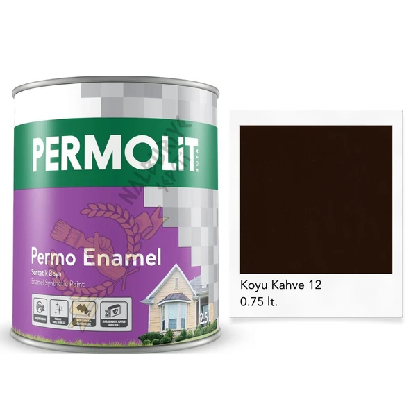 Permolit Enamel Sentetik Yağlı Boya KOYU KAHVE 0.75 Lt. ürün görseli 1