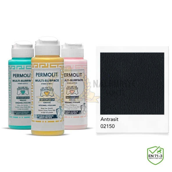 Permolit Multi Surface Akrilik Hobi Boyası ANTRASİT 120 ml. ürün görseli 1