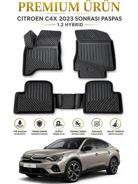 Black Gold Citroen C4X Hybrid 2023 Sonrası Uyumlu 3D Oto Paspas Premium ürün görseli 1