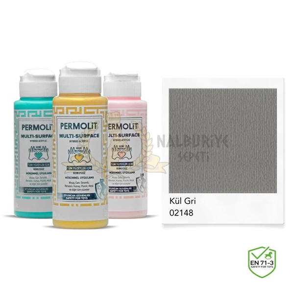 Permolit Multi Surface Akrilik Hobi Boyası KÜL GRİ 120 ml. ürün görseli 1