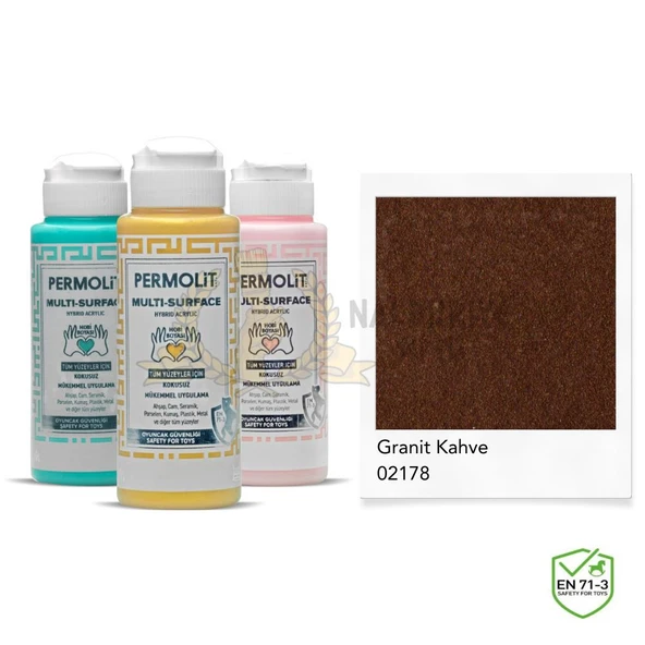 Permolit Multi Surface Akrilik Hobi Boyası GRANİT KAHVE 120 ml. ürün görseli 1