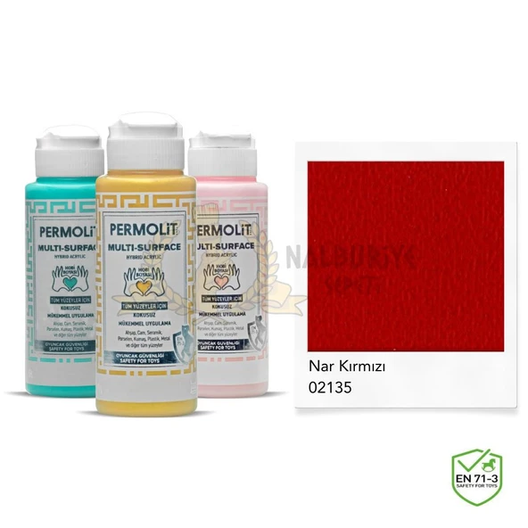 Permolit Multi Surface Akrilik Hobi Boyası NAR KIRMIZI 120 ml. ürün görseli 1