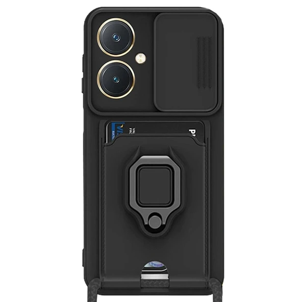 Vivo Y27 Kılıf Zuma Kartvizitli Yüzüklü Silikon - Siyah ürün görseli 1