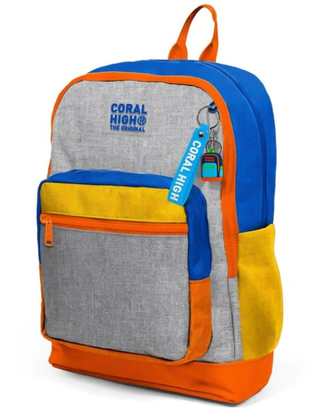 Coral High Gri Turuncu Renkli Okul Sırt Çantası 33221 ürün görseli 1