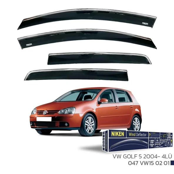 VW Golf 5 2004-2008 - Kromlu Cam Rüzgarlığı 4Lü Parça ürün görseli 1