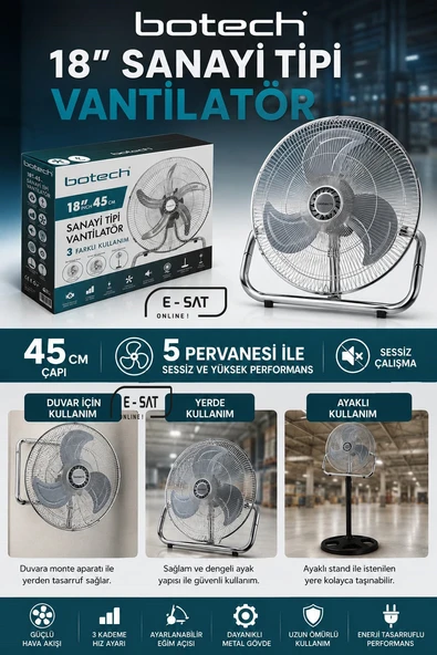 BOTECH 18'' SANAYİ TİPİ VANTİLATÖR ürün görseli 1