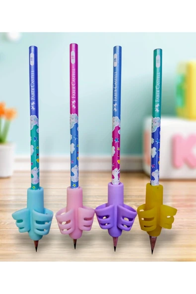 Unicorn Kurşun Kalem Kolay Ve Düzgün Kalem Tutma Aparatları Seti 4 Lü Set 2B ürün görseli 1