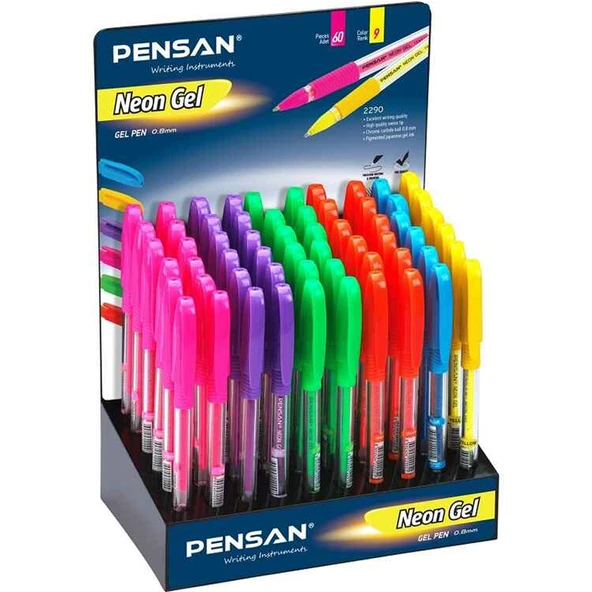 Pensan Tükenmez Kalem Jel Pvc 1.0 MM Neon (60 LI) Stand 2290 ürün görseli 1