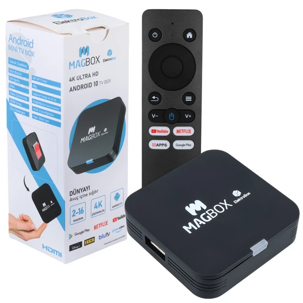 MAGBOX ELECTROBOX 2 GB RAM H313 İŞLEMCİ 16 GB HDD 4K ULTRA DAHİLİ WİFİ HD ANDROID TV BOX (ANDROID 10) ürün görseli 1