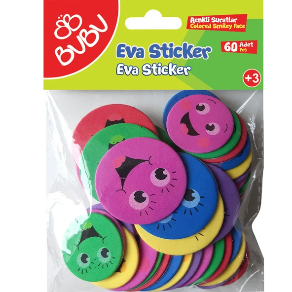 Bu-Bu Eva Sticker Renkli Suratlar 60 Lı BUBU-ST0142 ürün görseli 1